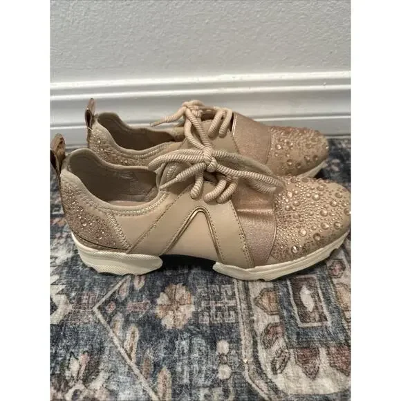 Carvela rose Gold bling studded sneakers size 37 Or Size 6.5 Women’s Beige - Picture 3 of 7